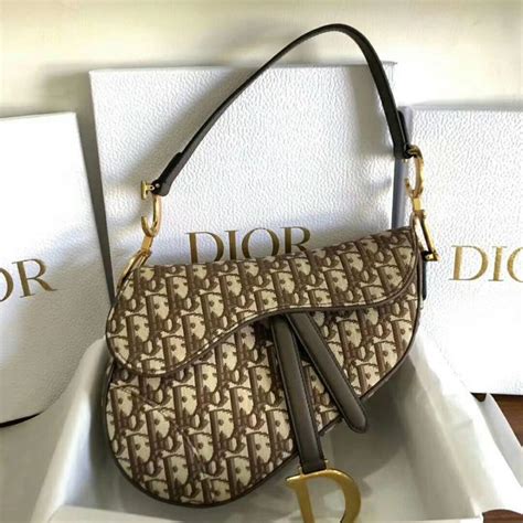 Saddle Bag Brown Dior Oblique Embroidered Velvet